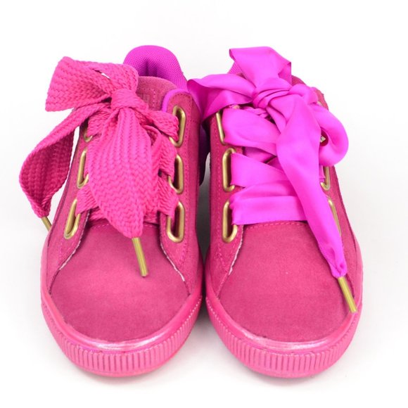 Puma Suede Velvet Rope Women's Size 6.5 Fuchsia Lace Up Casual Sneakers - Picture 4 of 10
